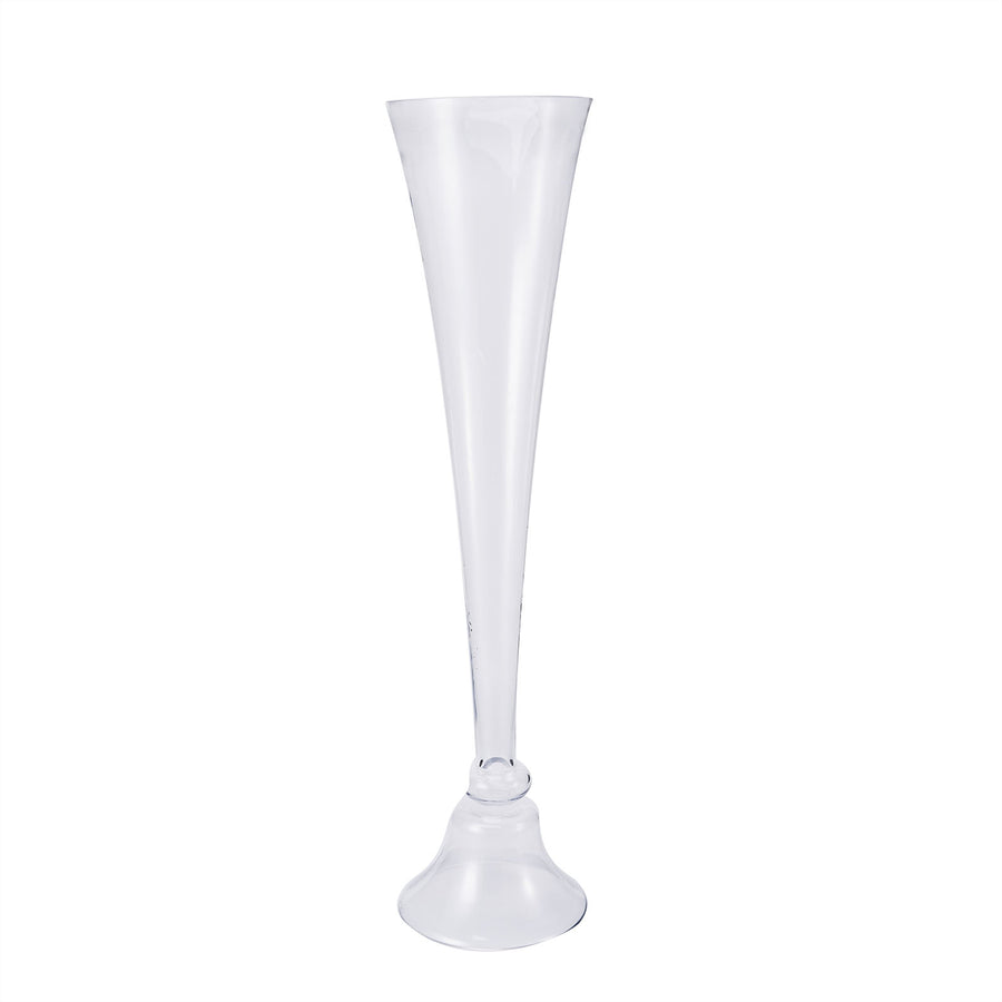Reversible Trumpet Vase, Tall Glass Vases, Clear Vase, Glass Flower Vase#whtbkgd