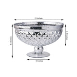 10" Silver Mercury Glass Compote Vase, Pedestal Bowl Centerpiece