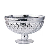 10inch Silver Mercury Glass Compote Vase, Pedestal Bowl Centerpiece #whtbkgd