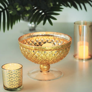 Elegant Gold Mercury Glass Compote Vase for Stunning Centerpieces