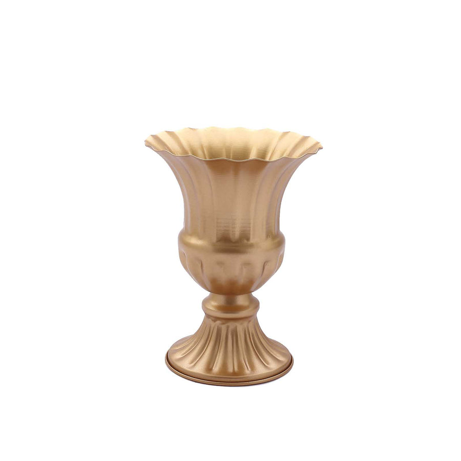 2 Pack | 6inch Gold Metal Trumpet Style Table Pedestal Vase, Antique Mini Compote Vase#whtbkgd