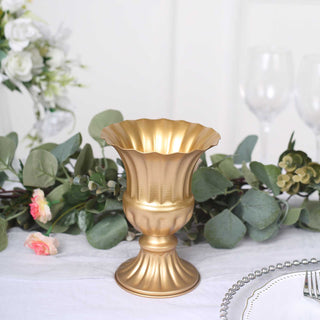 Elegant Gold Metal Trumpet Style Flower Table Pedestal Vase