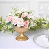2 Pack | 4inch Gold Metal Ribbed Bowl Style Flower Table Pedestal Vase, Antique Mini Compote Vase