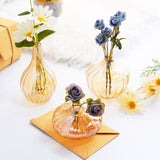 Set of 3 | Gold Glass Ribbed Design Mini Flower Bud Vases, Table Centerpiece Set - Assorted Sizes