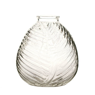 The Perfect Gift: 4 Pack | 5" Clear Embossed Glass Bud Vases