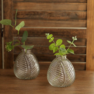 The Perfect Gift: 4 Pack | 5" Clear Embossed Glass Bud Vases