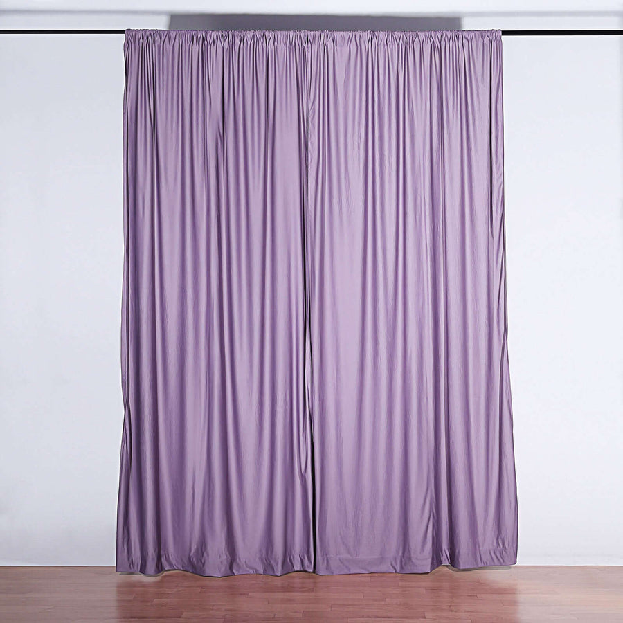 2 Pack Violet Amethyst Durable Flame Resistant Scuba Polyester Curtain Panel Backdrops