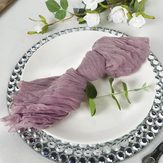 Vibrant Violet Amethyst Gauze Cheesecloth Boho Dinner Napkins