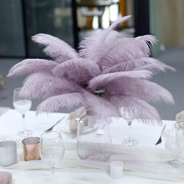 12 Pack | 13"-15" Violet Amethyst Natural Plume Real Ostrich Feathers, DIY Centerpiece Fillers