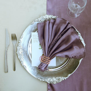 Add Elegance to Your Table with Violet Amethyst Seamless Satin Cloth Dinner Napkins