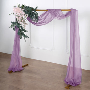 18ft Violet Amethyst Sheer Organza Wedding Arch Drapery Fabric, Window Scarf Valance