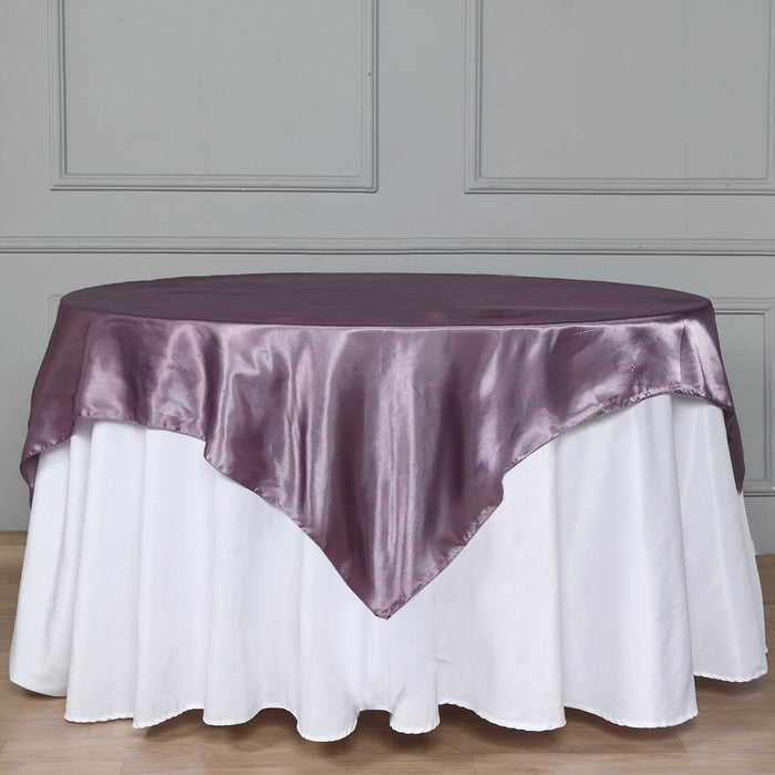 60"x 60" Amethyst Seamless Square Satin Tablecloth Overlay