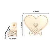 13inch Rustic Heart Drop Top Frame Wedding Guest Book Sign, Wooden Display Stand Alternative