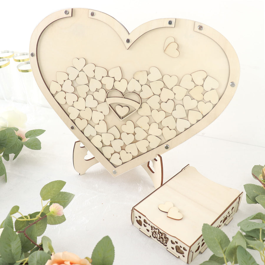 13inch Wooden Heart Drop Top Frame Wedding Guest Book Alternative, Rustic Sign Display Stand