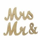 Gold Glittered Wooden Mr & Mrs Wedding Table Display Signs#whtbkgd