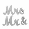 Silver Glittered Wooden Mr & Mrs Wedding Table Display Signs#whtbkgd