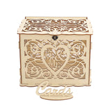 Natural Wooden Laser Cut Mr. & Mrs. Wedding Card Box With Label#whtbkgd