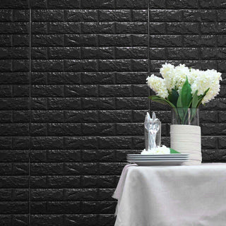 Durable and Stylish Black Foam Brick Peel And Stick 3D Wall Tile Panels