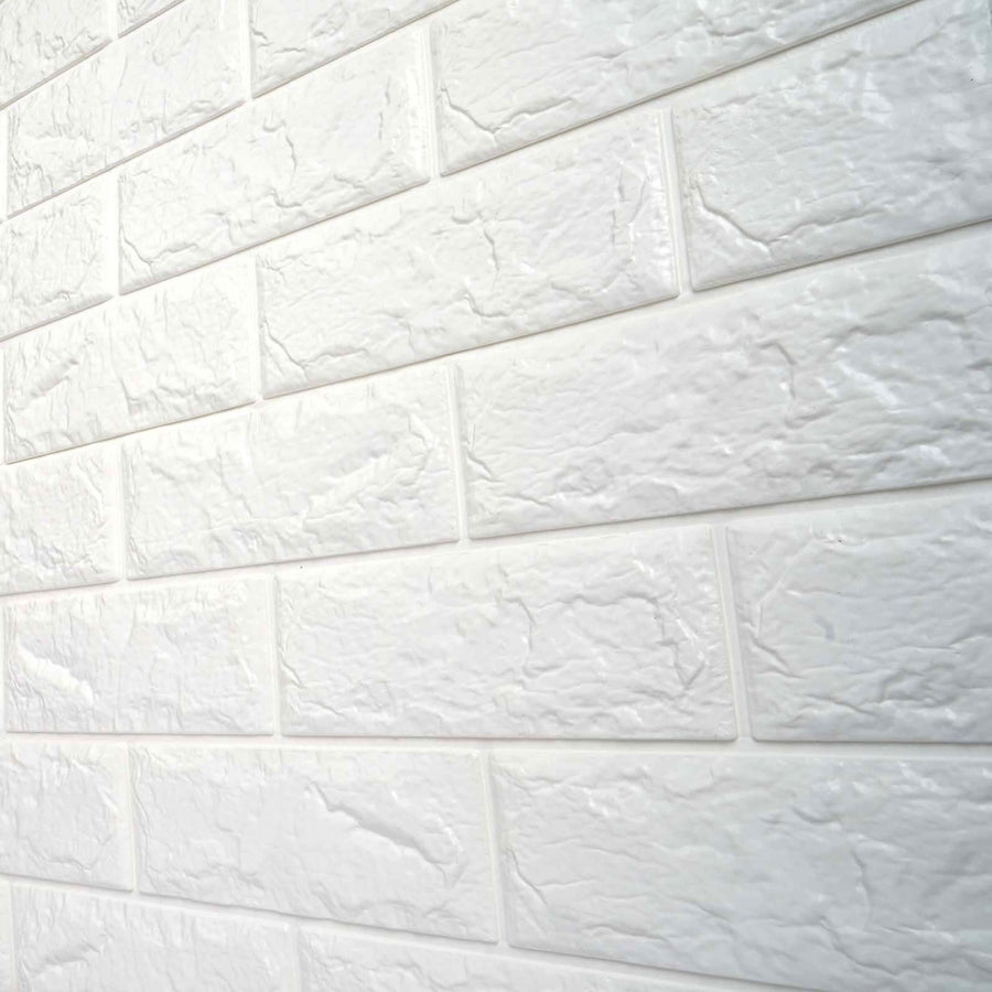 10 Pack | White Foam Brick Peel And Stick 3D Wall Tile Panels - Covers 58sq.ft#whtbkgd