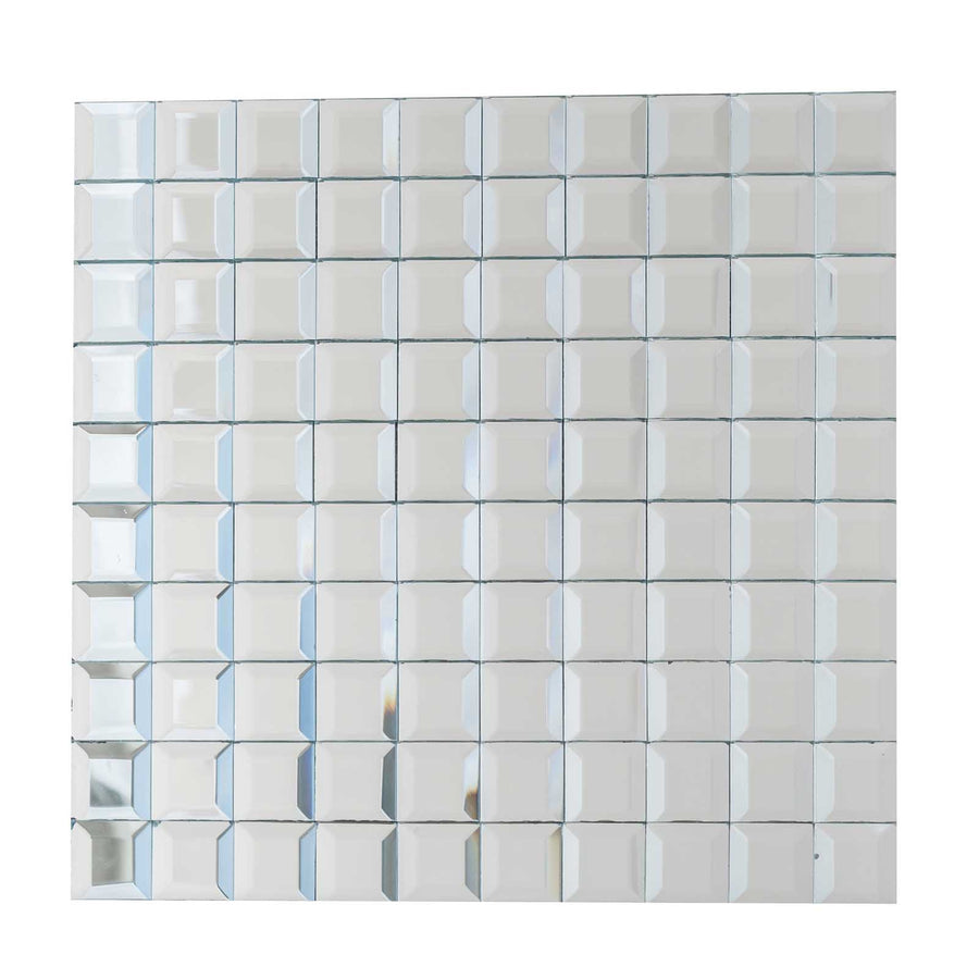 10 Pack | 12"x12" Silver Peel and Stick Backsplash Mirror Wall Tiles#whtbkgd