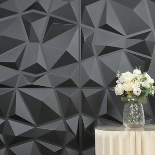Upgrade Your Space with Matte Black 3D Texture PVC Diamond Design Wall Tiles