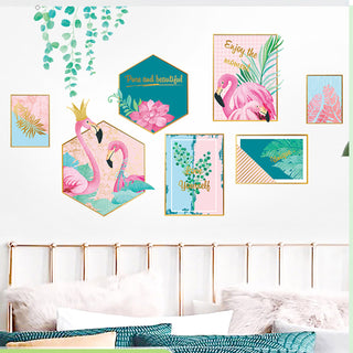 Create a Green Tropical Paradise with Flamingo Flat Frame Wall Decals
