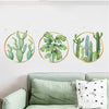 Green Tropical Leaf Plants & Cactus Flat Frame Wall Decals, Decor Stickers