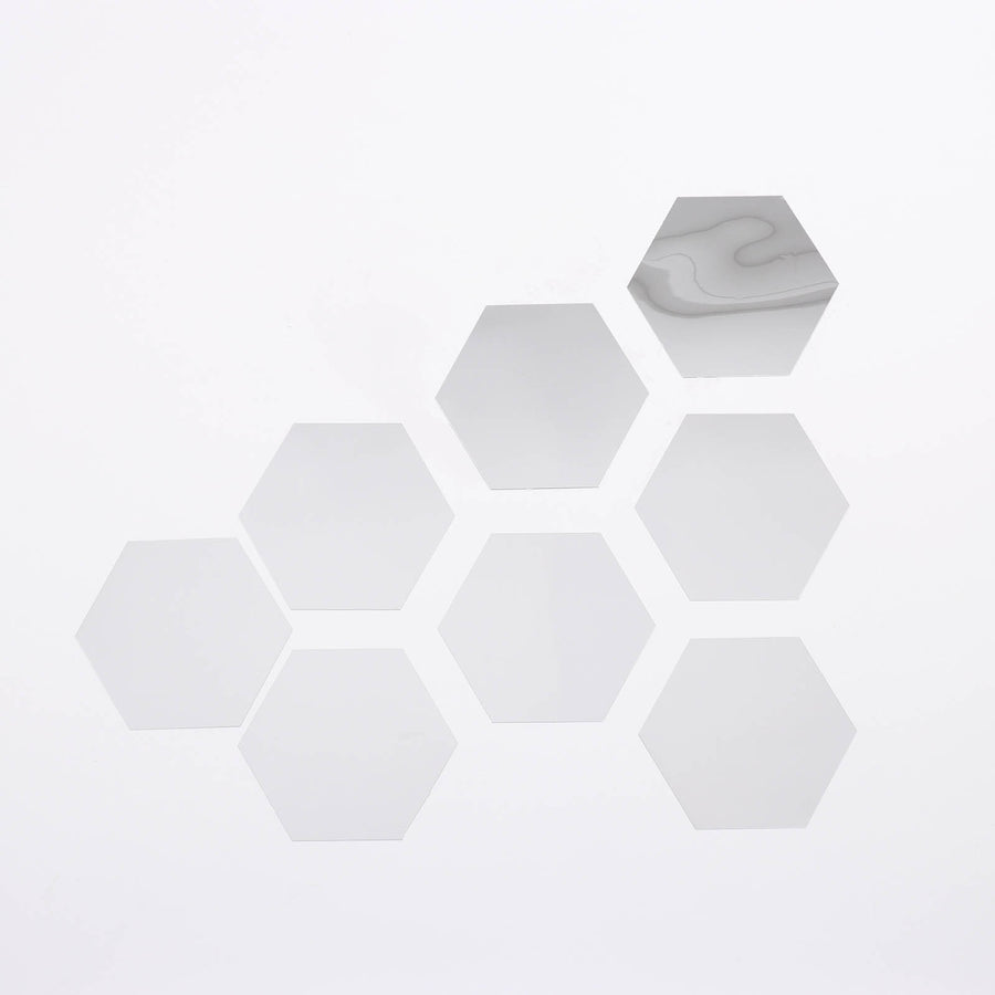 12 Pack | 10Inch Hexagon Mirror Wall Stickers, Acrylic Removable Wall Decals For Home Decor