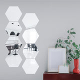 12 Pack | 10Inch Hexagon Mirror Wall Stickers, Acrylic Removable Wall Decals For Home Decor