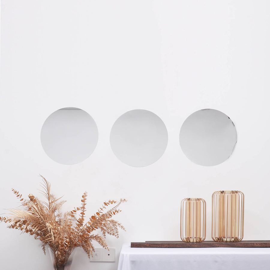 12 Pack | 16Inch Round Mirror Wall Stickers, Acrylic Removable Wall Decals For Home Decor