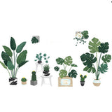 Green Tropical Potted Plants/Planters Wall Decals, Peel & Stick Decor Stickers#whtbkgd