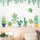 Green Tropical Potted Plants/Planters with Hanging Leaves Wall Decals, Peel & Stick Decor Stickers