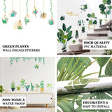 Green Tropical Potted Plants/Planters Wall Decals, Peel and Stick Decor Stickers
