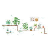 Green Potted Plants on Shelves Wall Decals, Tropical Art Decor Stickers#whtbkgd