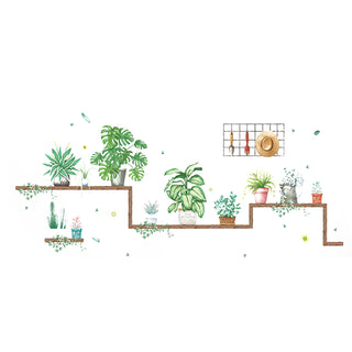 Create a Tropical Oasis with Green Potted Plants Wall Decals