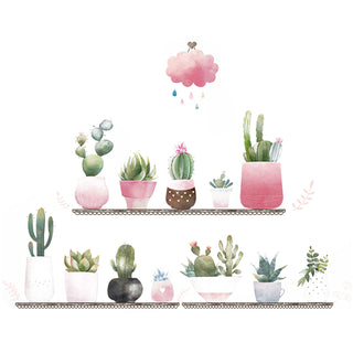 Transform Your Space with the Vibrant Succulent Potted Plants on Shelf Wall Decals