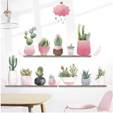 Succulent Potted Plants on Shelf Wall Decals, Peel & Stick Decor Stickers