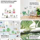 Potted Plants on Shelves and Lamps Wall Decals, Peel and Stick Decor Stickers