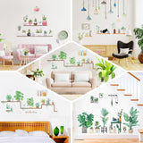 Potted Plants on Shelves and Lamps Wall Decals, Peel and Stick Decor Stickers