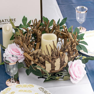 Create a Rustic Oasis with the Natural Wooden Candle Holder Centerpiece