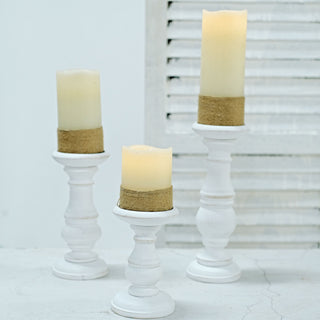 Elegant White Wooden Pillar Candle Holders for a Timeless Touch