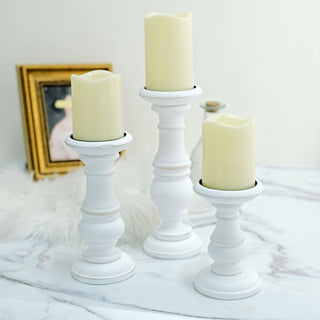 Create a Warm and Inviting Atmosphere with White Wooden Pillar Candle Holders