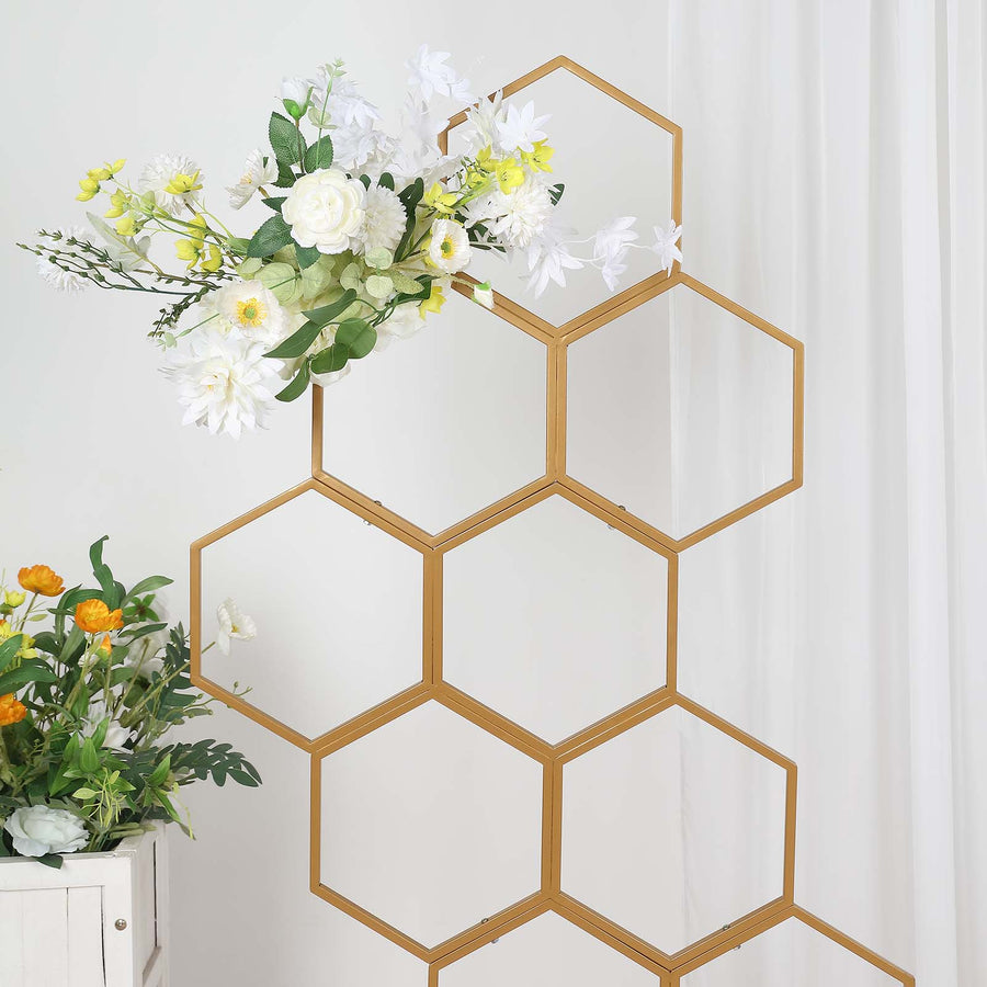6ft Gold Metal Honeycomb Wedding Flower Frame Backdrop Stand
