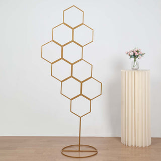 Elegant Gold Metal Honeycomb Wedding Flower Frame Backdrop Stand