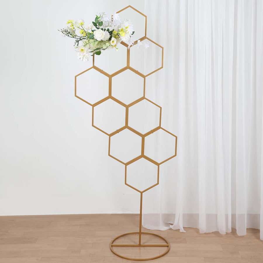 6ft Gold Metal Honeycomb Wedding Flower Frame Backdrop Stand