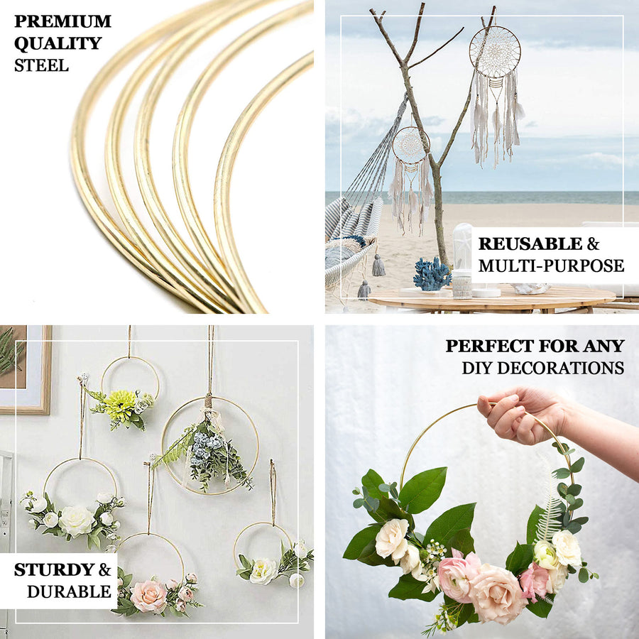 Set of 5 - Gold Metal Hoop Wreath - Floral Hoop Set - Dreamcatcher Hoops