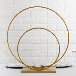 Create a Magical Atmosphere with Gold Double Metal Hoop Wedding Centerpiece
