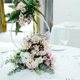 3ft 4-Tier White Metal Hoop Pillar Flower Stand, Wreath Wedding Arch Table Centerpiece