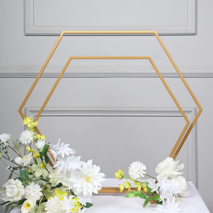 24inch Gold Metal Hexagon Self Standing Flower Balloon Frame Wedding Arch