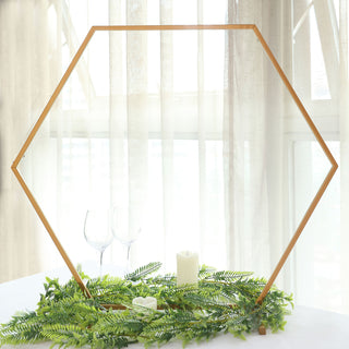 Add a Touch of Elegance to Your Tablescape with the Gold Metal Hexagon Flower Balloon Frame